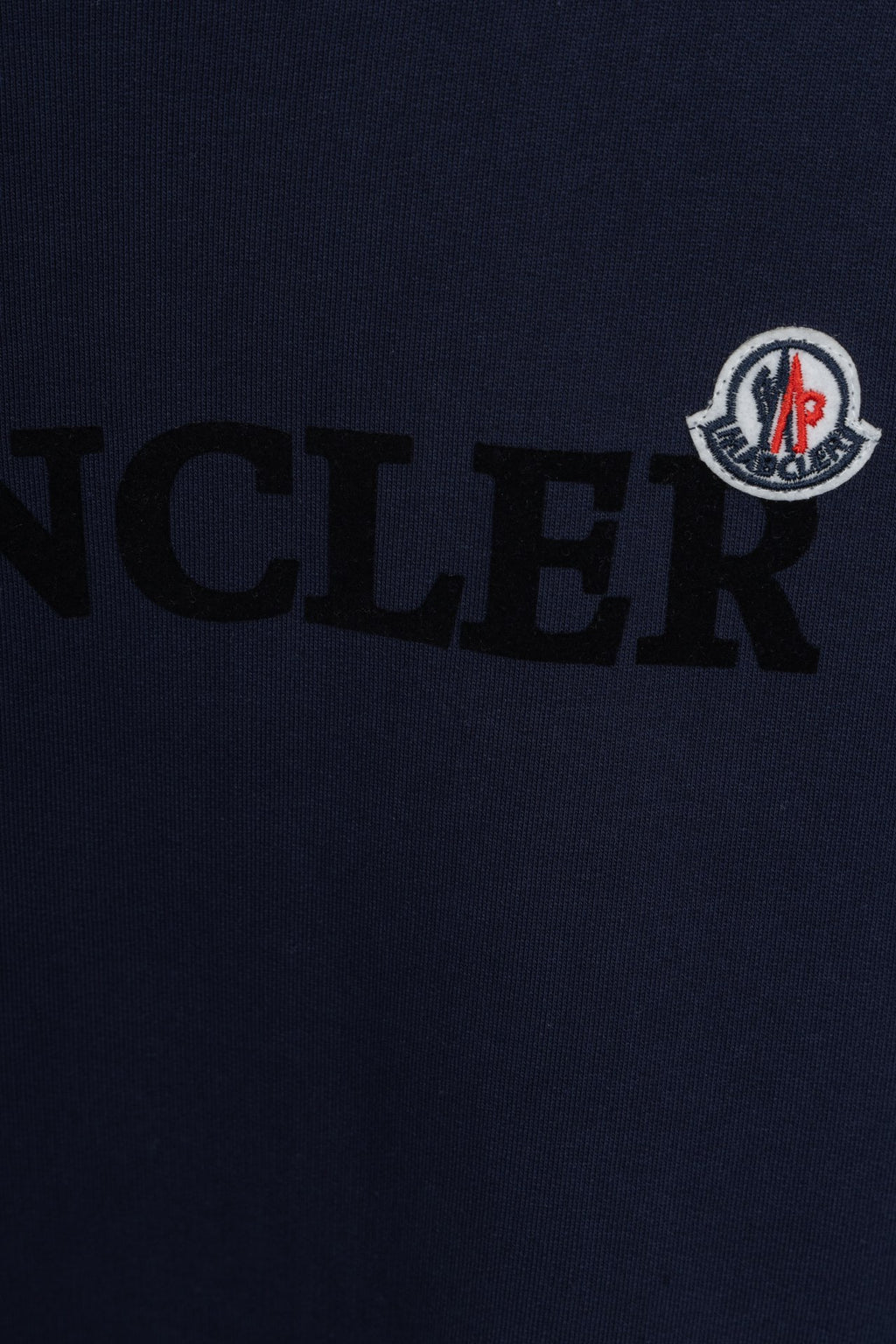 Moncler dark navy sweatshirt with crest logo at chest