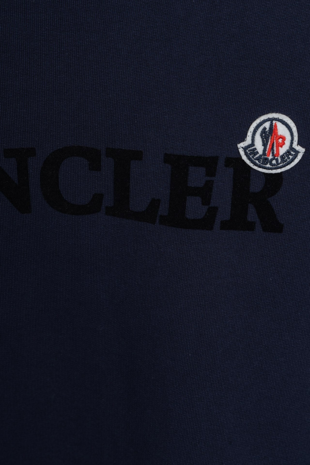 Moncler dark navy sweatshirt with crest logo at chest