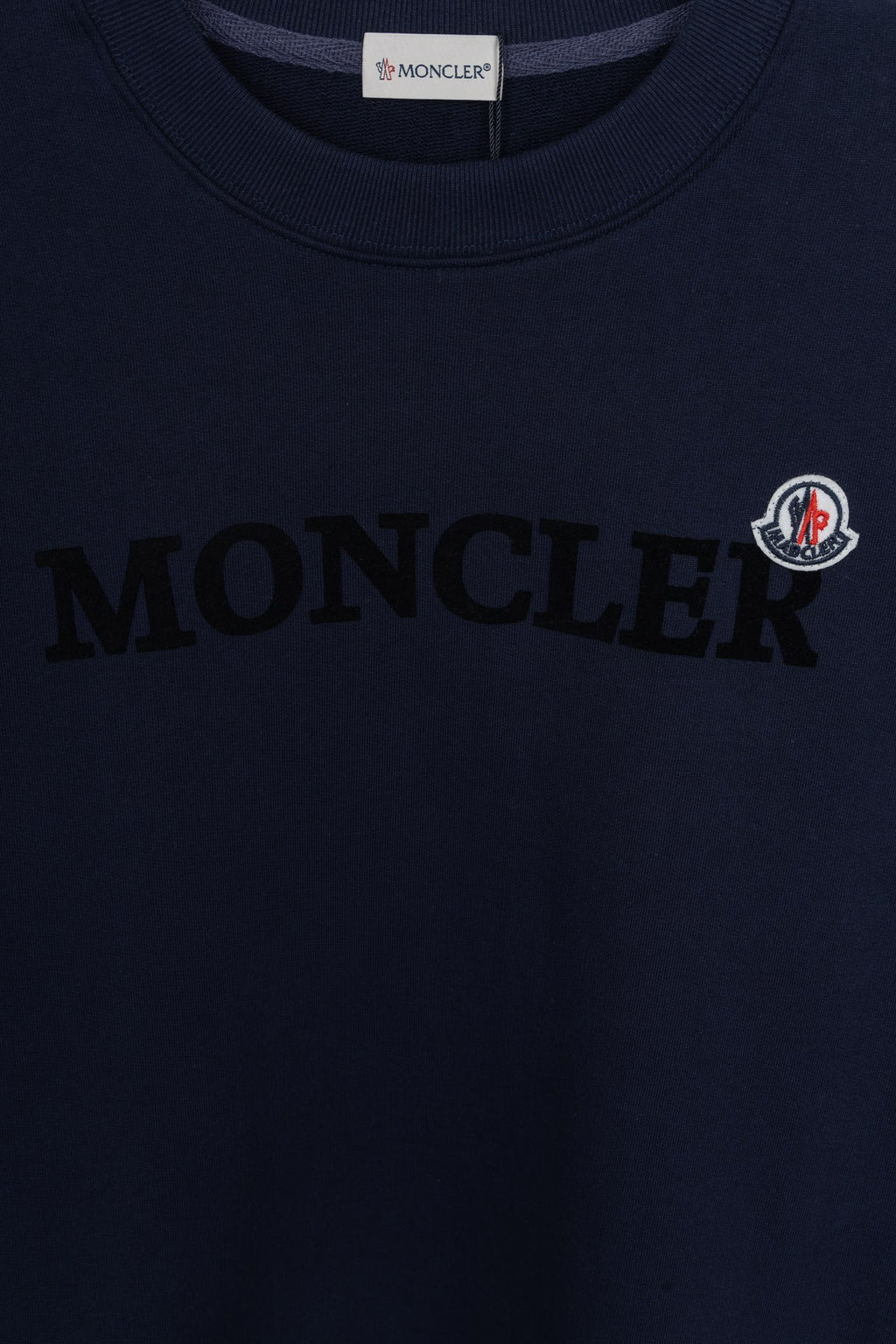 Moncler dark navy sweatshirt with large front logo print