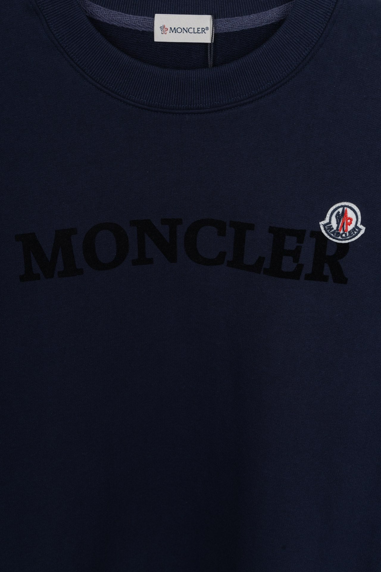 Moncler dark navy sweatshirt with large front logo print