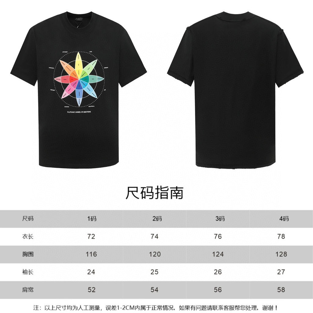 Black T-shirt front and back views