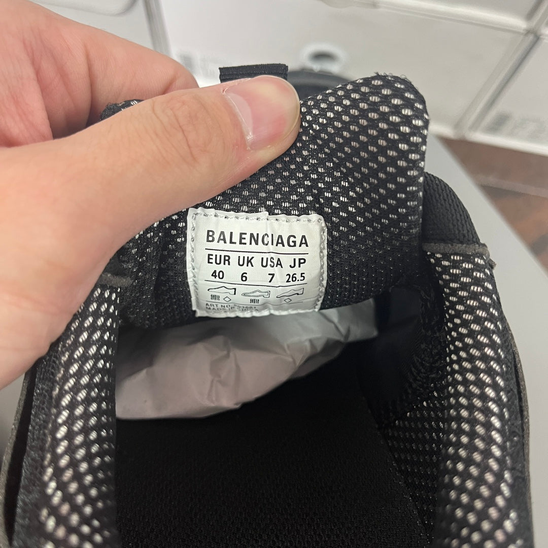 Balenciaga unisex running shoe size label inside, black textile lining with tag