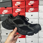 Balenciaga unisex running shoes, black mesh upper with gray panels and lace-up front
