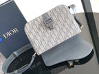 Dior crossbody bag with flap and adjustable strap, light gray Dior Oblique canvas and leather.