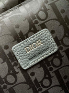 Gray monogram fabric pouch with DIOR logo patch