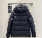 Burberry puffer jacket with raised collar, quilted dark back and full sleeves