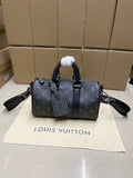 Louis Vuitton monogram satchel bag, dark gray, top handles and shoulder strap