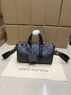 Louis Vuitton monogram satchel bag, dark gray, top handles and shoulder strap
