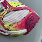 Balenciaga unisex sneakers in pink and lime, mesh toe and rubber sole
