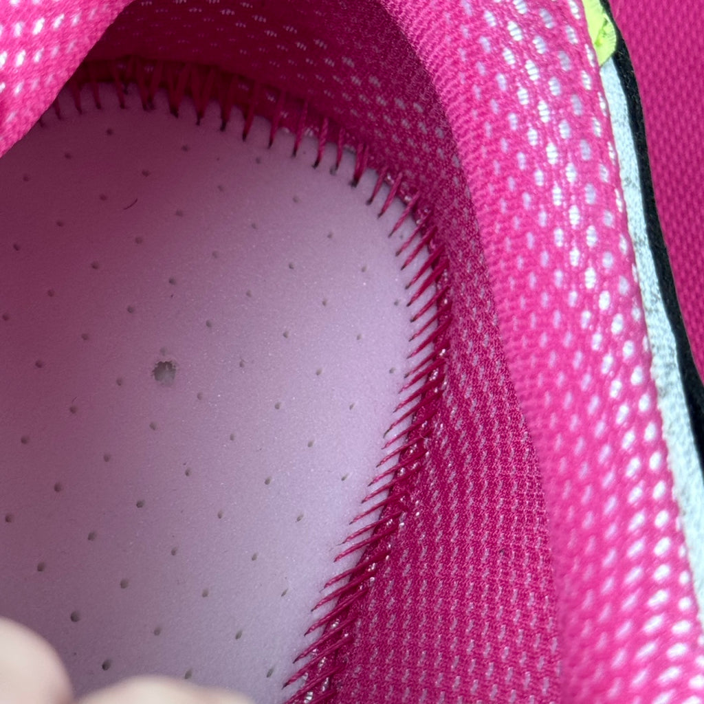 Balenciaga sneaker insole lining, perforated pink mesh with visible stitching