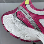 Balenciaga unisex sneakers, silver and pink side with textured sole and logo patch