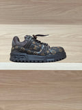 Louis Vuitton monogram trainer shoes in dark brown with black laces and chunky rubber sole