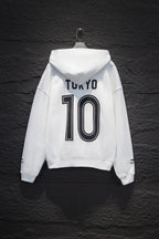 Balenciaga white zip-up hoodie with TOKYO 10 graphic on back