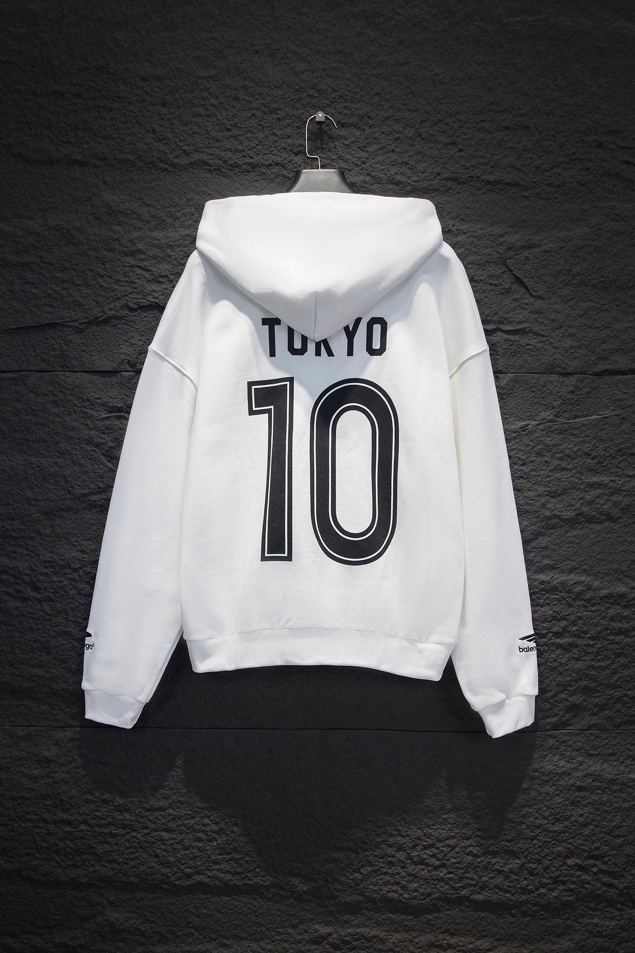 Balenciaga white zip-up hoodie with TOKYO 10 graphic on back