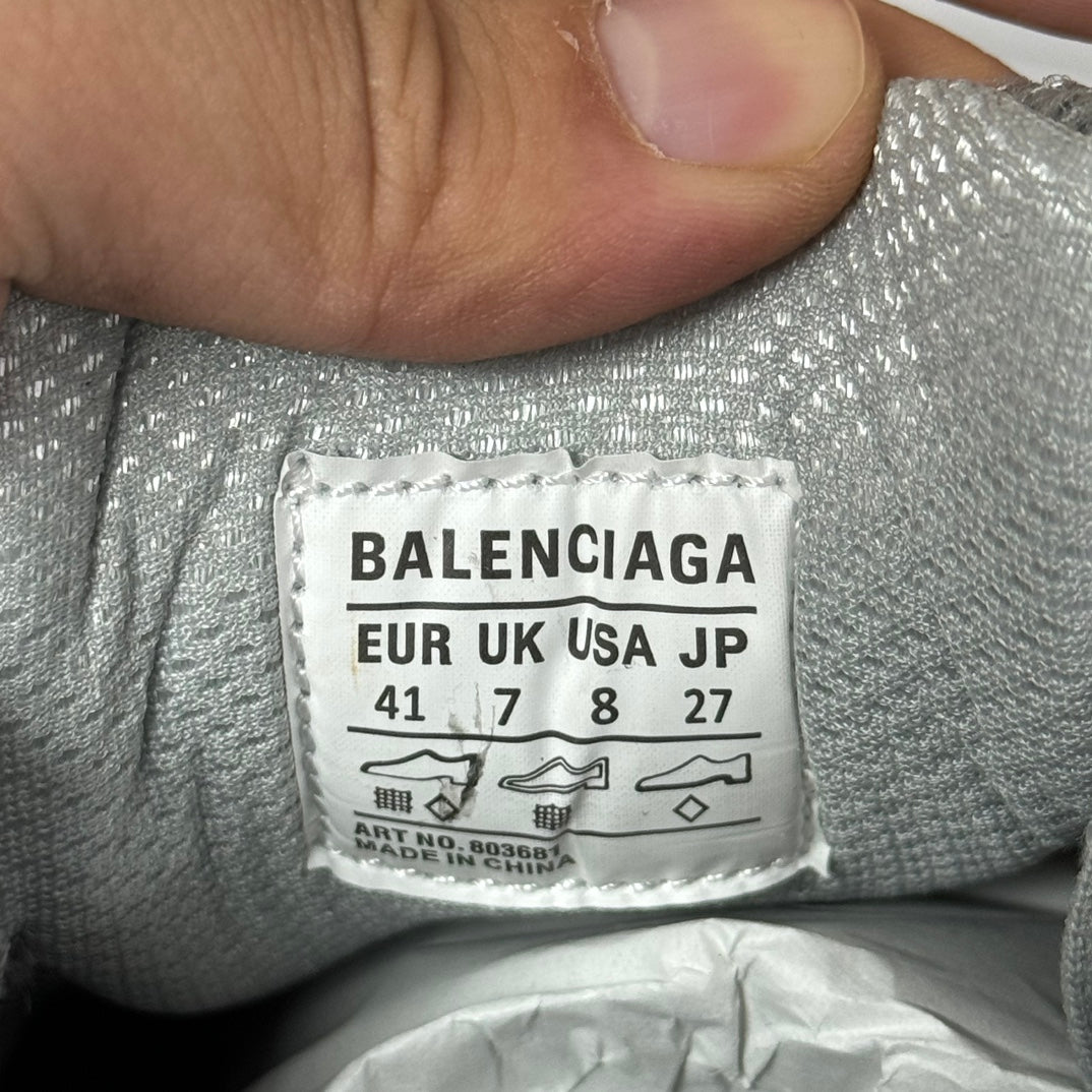 Balenciaga shoe size label on gray insole: EUR UK USA JP 41 7 8 27