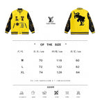 Louis Vuitton yellow and black varsity jacket with letter patches and snap front