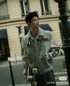 Louis Vuitton long-sleeve jacket with front pockets and patch details