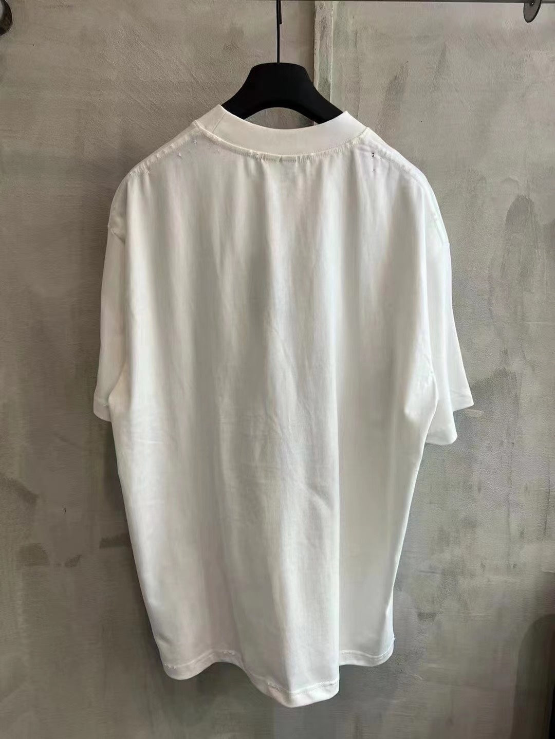 Balenciaga white graphic T-shirt back view, crew neck and short sleeves