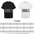 Black and white crew-neck T-shirts with distressed “AGAINST” graphic print