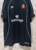 Balenciaga short-sleeve T-shirt, dark with balenciaga logo and crest on chest