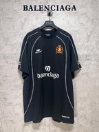 Balenciaga short-sleeve T-shirt, dark with balenciaga logo and crest patch