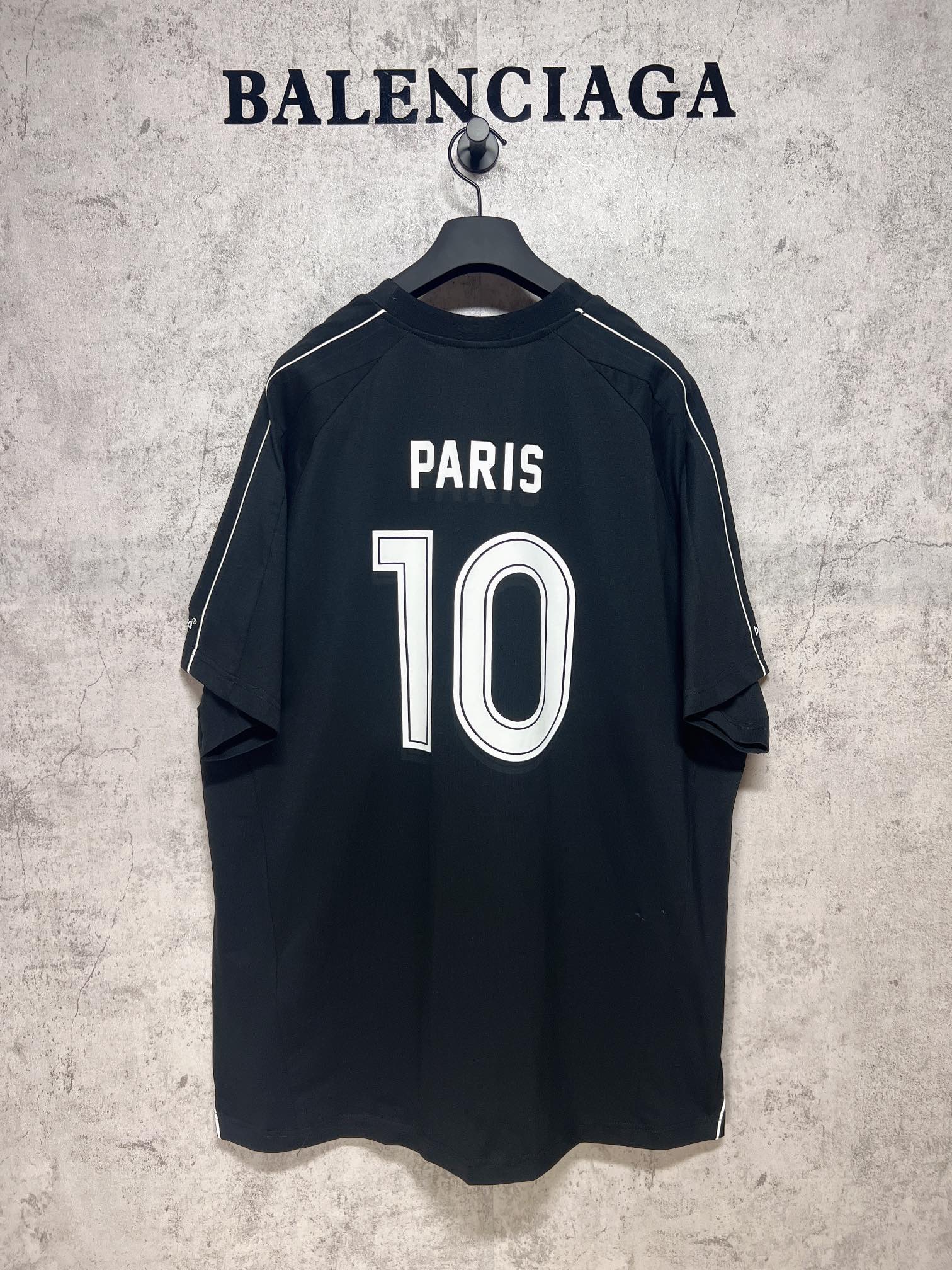 Balenciaga short-sleeve T-shirt, dark back with PARIS 10 number graphic
