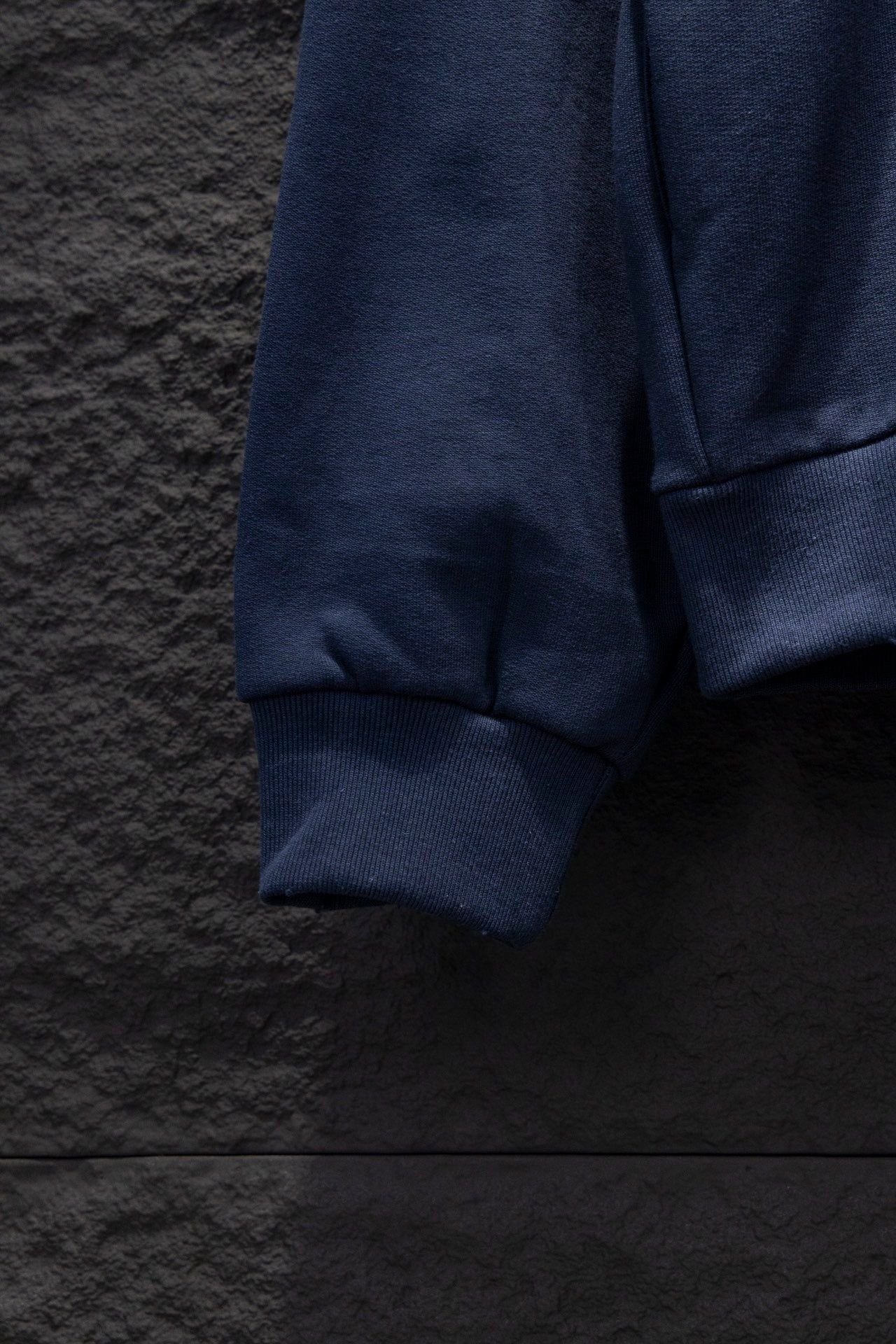 Balenciaga hoodie lower sleeve with ribbed cuff in dark blue