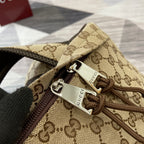 Gucci GG monogram backpack top with braided cords and silver buckles