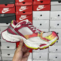 Multicolor mesh lace-up sneaker with white sole and maroon accents