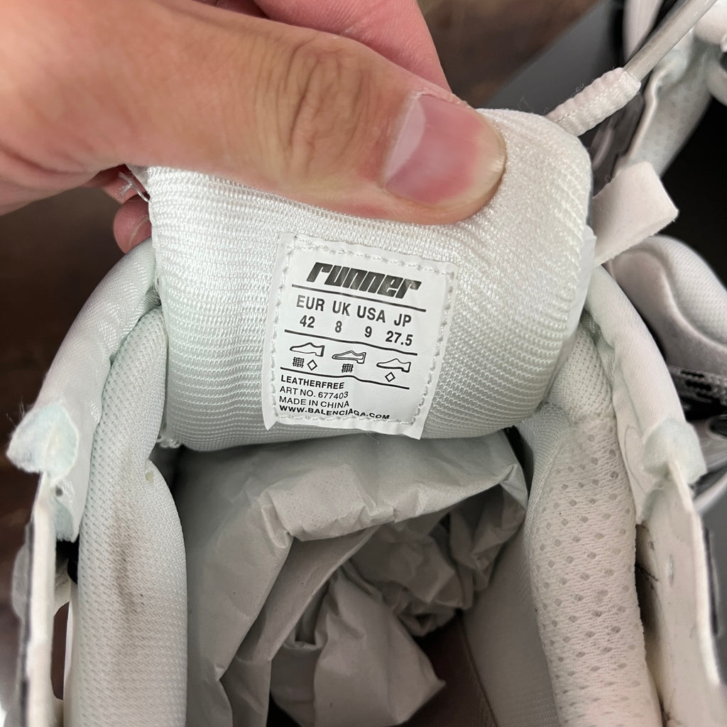 Balenciaga sneakers size label inside tongue with size and material details