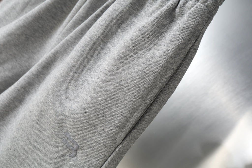 Balenciaga gray shorts side panel with seam and small embroidered logo