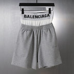 Gray shorts with elastic waistband and BALENCIAGA logo band