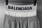 Gray sweatpants with BALENCIAGA waistband print and gathered elastic