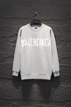 Balenciaga crewneck sweatshirt in light gray with large front logo print