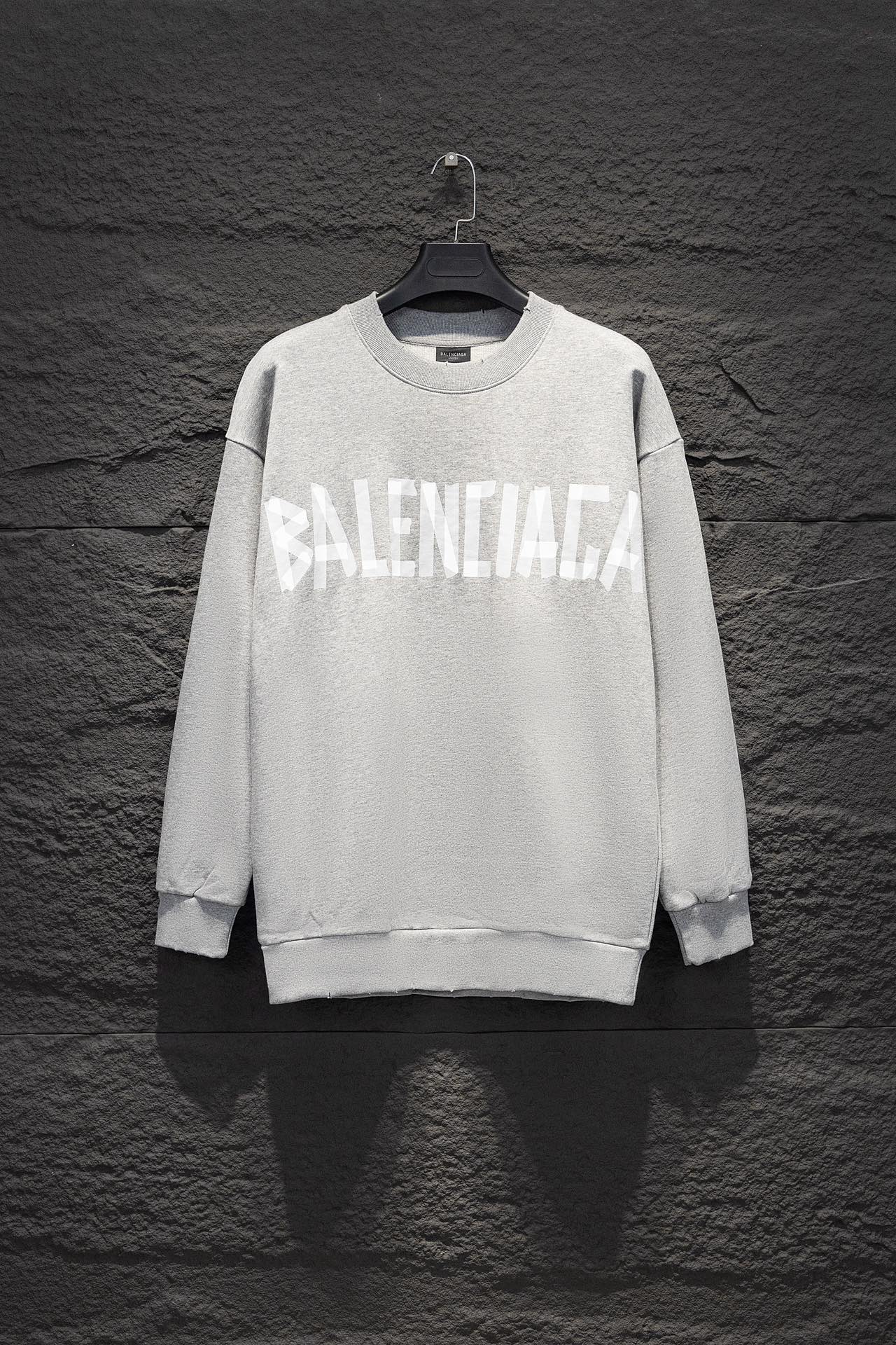 Balenciaga crewneck sweatshirt in light gray with large front logo print