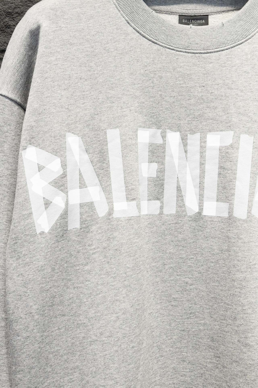 Balenciaga crewneck sweatshirt in light gray with large front logo across chest