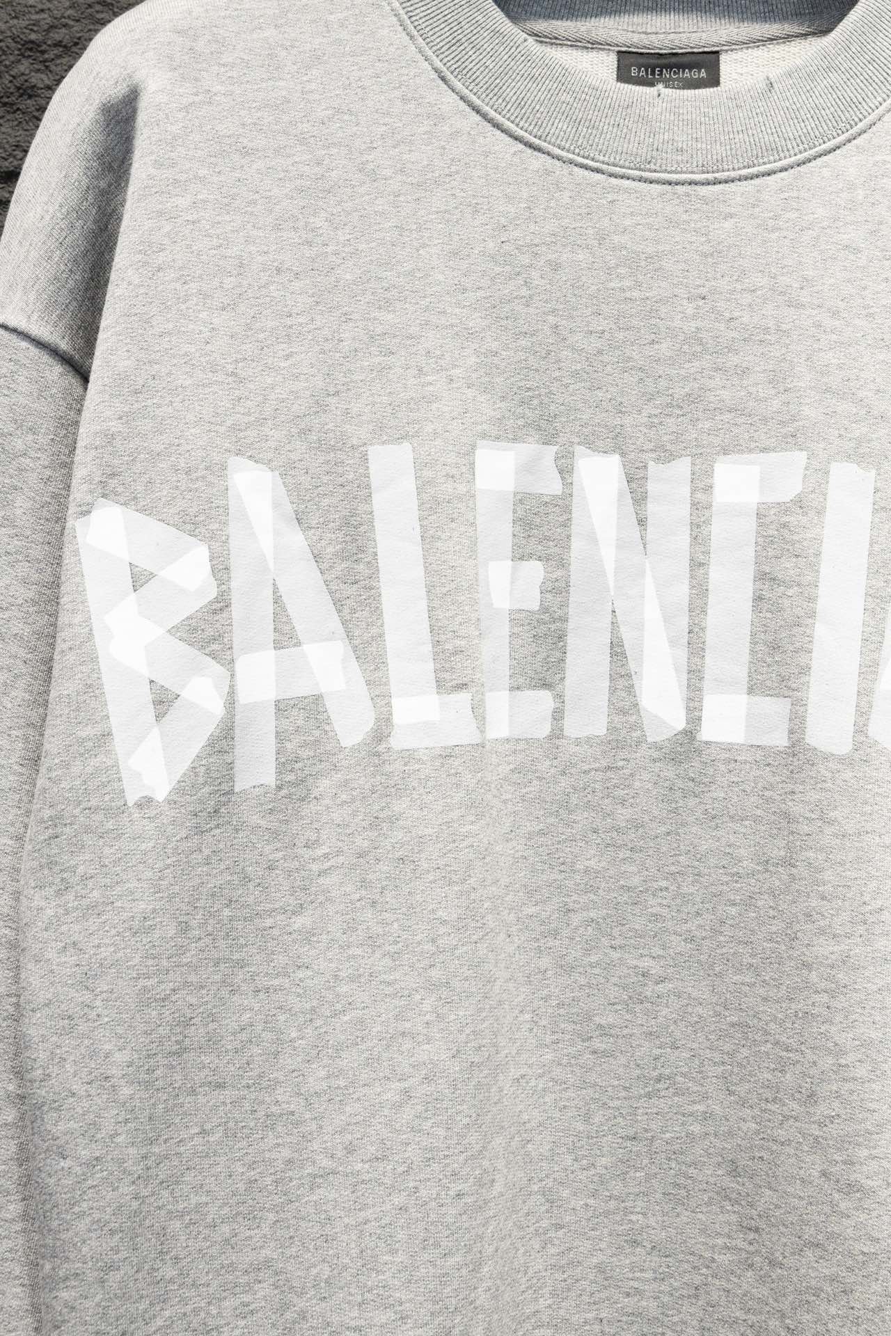 Balenciaga crewneck sweatshirt in light gray with large front logo across chest