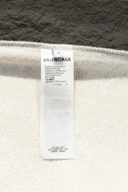 Balenciaga size label on sweatshirt inner collar, showing brand name