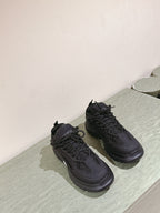 Dior unisex black sneakers, lace-up design with thick sole and top strap