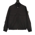 Stone Island black jacket with stand collar, zip front, flap chest pockets