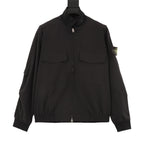 Stone Island dark jacket with stand collar, full zip, two flap chest pockets