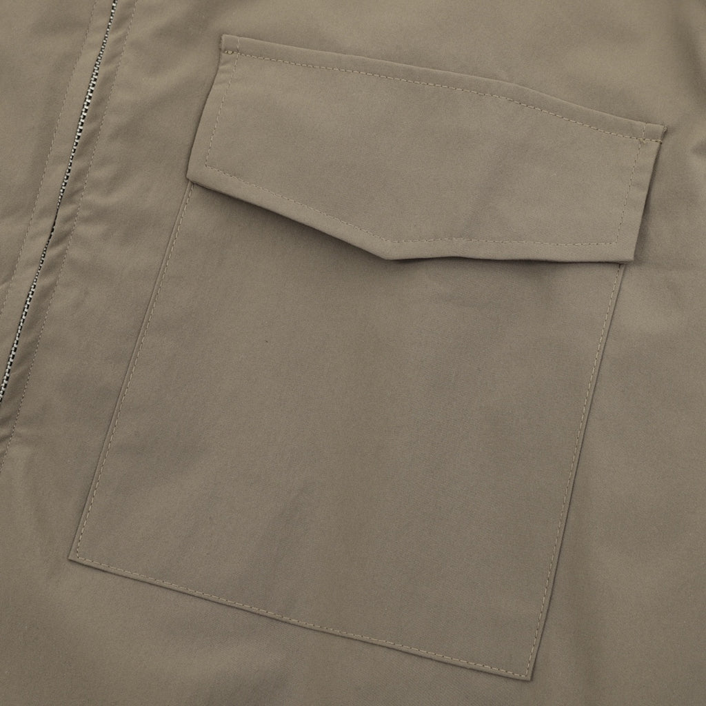 Olive bomber jacket chest pocket with stitched border