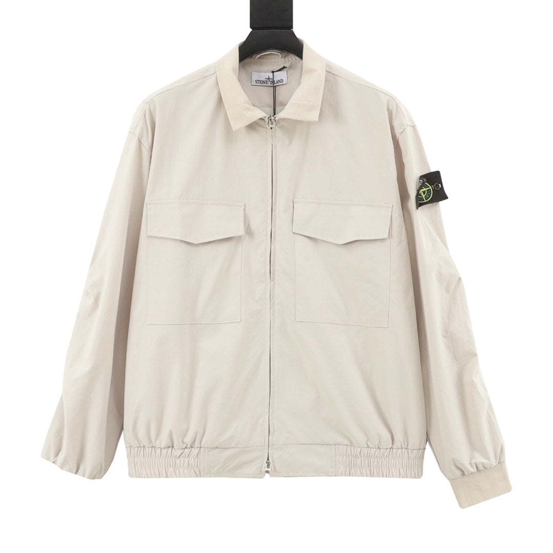 Stone Island lightweight jacket with front zip, stand collar, flap pockets