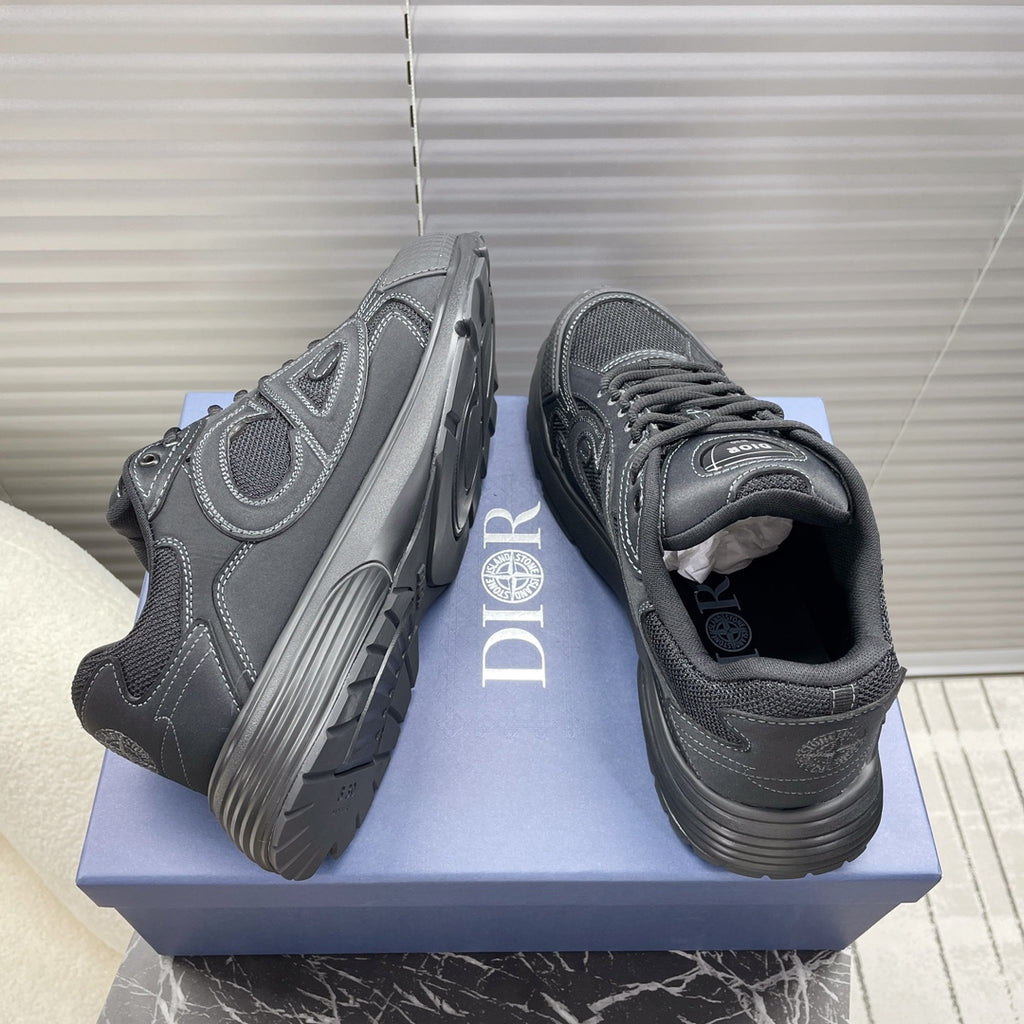 Dior unisex sneakers dark gray, heel and outsole view with logo accents.