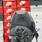 Unisex sneakers, dark gray knit upper with lace-up closure and striped tongue patch