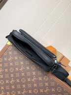 Men's Louis Vuitton monogram bag, dark gray, with zip top and side strap
