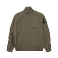 Stone Island bomber jacket in olive with front zip, snap collar, and chest pockets
