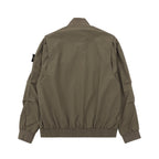 Stone Island bomber jacket back view in olive with ribbed hem and elastic cuffs
