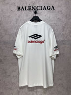 White short-sleeve T-shirt with back Balenciaga logo print, crew neck.