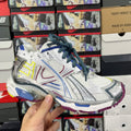Balenciaga unisex sneakers, white and silver with blue laces and neon accents